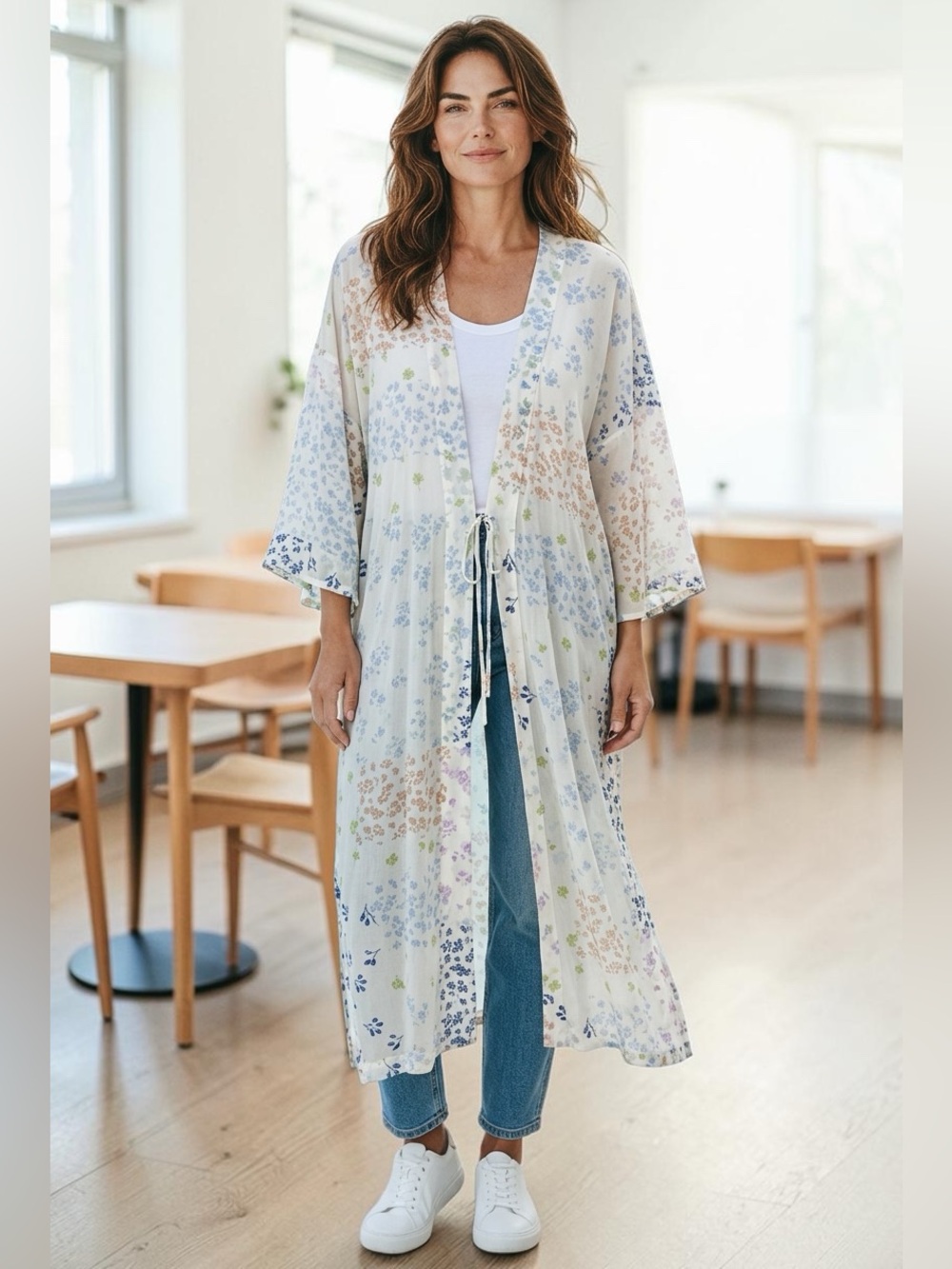 Wild Fable Multicolor Floral Print Sheer Kimono Duster Coverup (CdlG)
